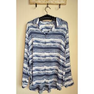 Soft Surroundings Palm Coast Blue Button Down Shirt sz 1X